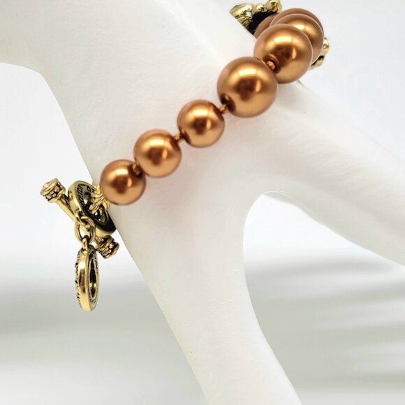 Heidi Daus Gold Pearl and Diamond Swarovski Crystal Asymmetrical BRACELET ONLY - Picture 6 of 9